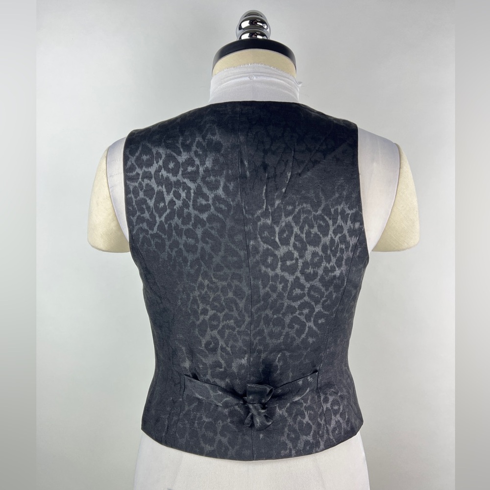 💚 2990. Leopard Jacquard Black Vest - Picture 2 of 6